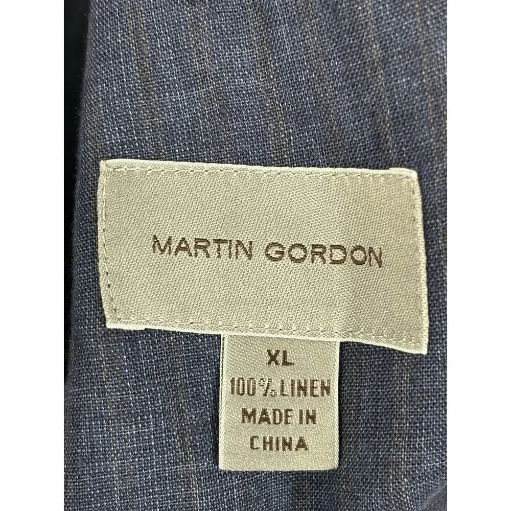 Martin Gordon Sports Coat Blazer Mens Size XL‎ Linen Blue Faint Stripes